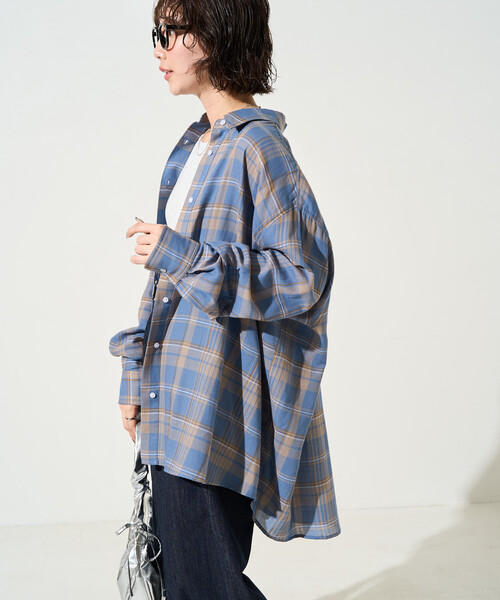 FREAK'S STORE(フリークスストア)の「限定展開 ビッグシルエット チェック ボリュームシャツ(シャツ/ブラウス・レディース・ブルー/ブラック/ピンク/ベージュ/ネイビー・フリ-)」の8枚目の写真