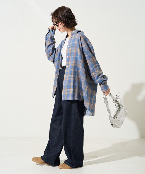 FREAK'S STORE(フリークスストア)の「限定展開 ビッグシルエット チェック ボリュームシャツ(シャツ/ブラウス・レディース・ブルー/ブラック/ピンク/ベージュ/ネイビー・フリ-)」の15枚目の写真