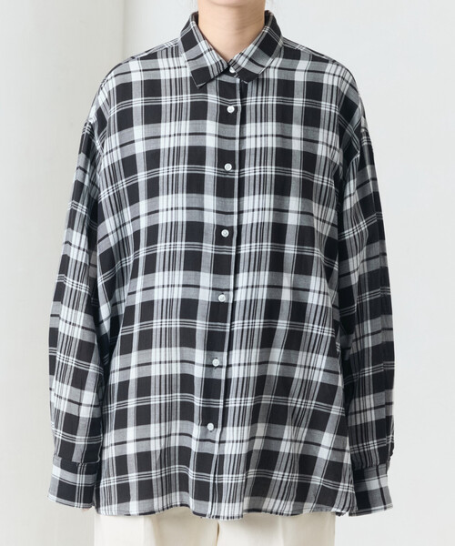 FREAK'S STORE(フリークスストア)の「限定展開 ビッグシルエット チェック ボリュームシャツ(シャツ/ブラウス・レディース・ブルー/ブラック/ピンク/ベージュ/ネイビー・フリ-)」の16枚目の写真