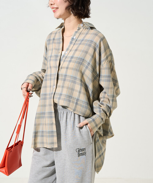FREAK'S STORE(フリークスストア)の「限定展開 ビッグシルエット チェック ボリュームシャツ(シャツ/ブラウス・レディース・ブルー/ブラック/ピンク/ベージュ/ネイビー・フリ-)」の3枚目の写真