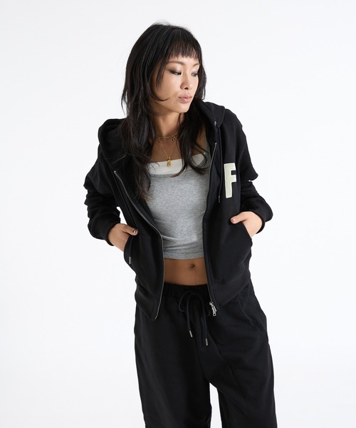 FTW（エフティダブリュー）の「VELOUR PATCH ZIP HOODIE（パーカー・レディース・ブラック/グレー・SMALL/MEDIUM/LARGE）」の9枚目の写真