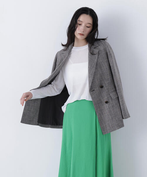 N.（N. Natural Beauty Basic）（エヌエヌナチュラルビューティーベーシック）の「からみ織りダブルジャケット（テーラードジャケット・レディース・ベージュ系その他/ブラック系その他・MEDIUM/SMALL）」の21枚目の写真