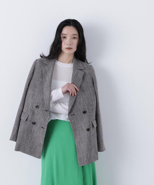 N.（N. Natural Beauty Basic）（エヌエヌナチュラルビューティーベーシック）の「からみ織りダブルジャケット（テーラードジャケット・レディース・ベージュ系その他/ブラック系その他・MEDIUM/SMALL）」の12枚目の写真