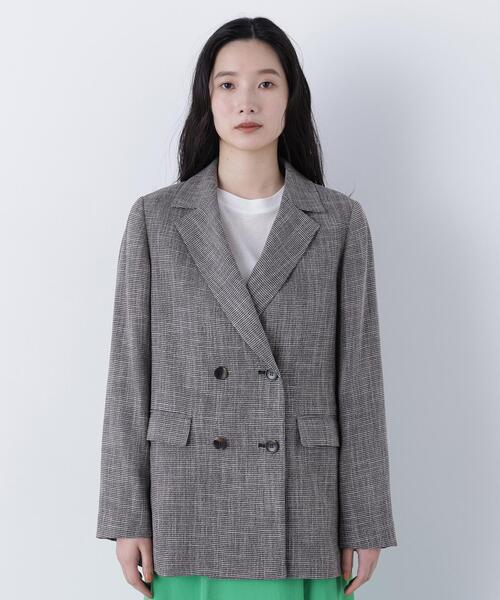 N.（N. Natural Beauty Basic）（エヌエヌナチュラルビューティーベーシック）の「からみ織りダブルジャケット（テーラードジャケット・レディース・ベージュ系その他/ブラック系その他・MEDIUM/SMALL）」の14枚目の写真