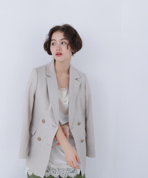 N.（N. Natural Beauty Basic）（エヌエヌナチュラルビューティーベーシック）の「からみ織りダブルジャケット（テーラードジャケット・レディース・ベージュ系その他/ブラック系その他・MEDIUM/SMALL）」の3枚目の写真