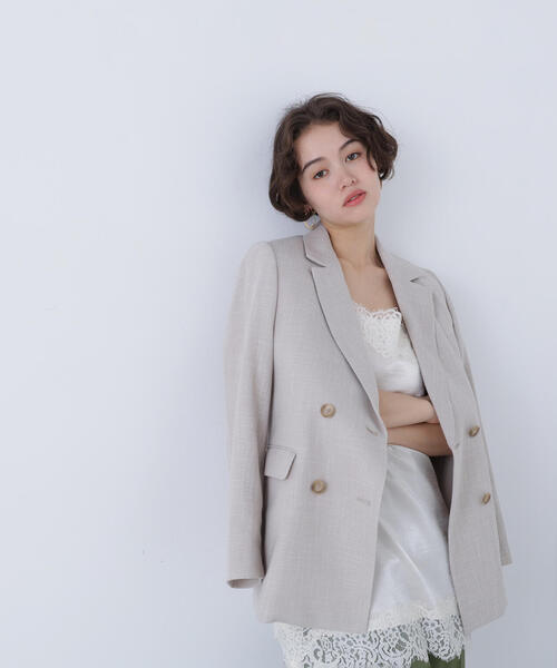 N.（N. Natural Beauty Basic）（エヌエヌナチュラルビューティーベーシック）の「からみ織りダブルジャケット（テーラードジャケット・レディース・ベージュ系その他/ブラック系その他・MEDIUM/SMALL）」の5枚目の写真