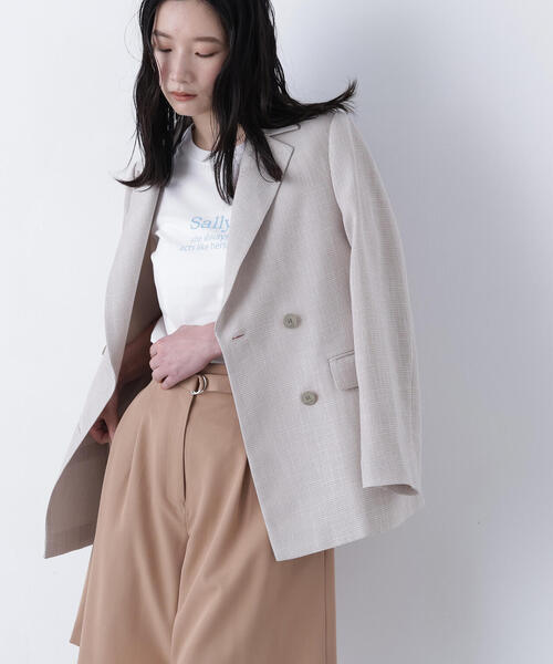 N.（N. Natural Beauty Basic）（エヌエヌナチュラルビューティーベーシック）の「からみ織りダブルジャケット（テーラードジャケット・レディース・ベージュ系その他/ブラック系その他・MEDIUM/SMALL）」の7枚目の写真