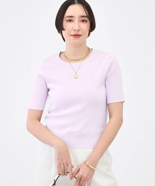 NOLLEY’S Sophi（ノーリーズソフィ）の「《アンサンブル対応》《手洗い可能》マルチファンクション5分袖プルオーバー（ニット/セーター・レディース・ラベンダー/ベージュ/クリーム/ホワイト・38/36）」の4枚目の写真