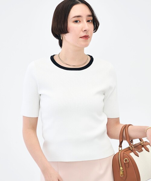 NOLLEY’S Sophi（ノーリーズソフィ）の「《アンサンブル対応》《手洗い可能》マルチファンクション5分袖プルオーバー（ニット/セーター・レディース・ラベンダー/ベージュ/クリーム/ホワイト・38/36）」の2枚目の写真