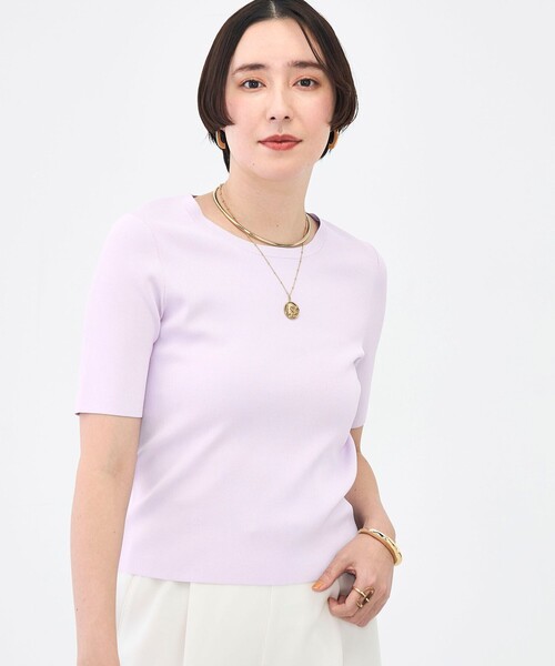 NOLLEY’S Sophi（ノーリーズソフィ）の「《アンサンブル対応》《手洗い可能》マルチファンクション5分袖プルオーバー（ニット/セーター・レディース・ラベンダー/ベージュ/クリーム/ホワイト・38/36）」の5枚目の写真