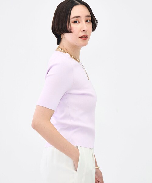 NOLLEY’S Sophi（ノーリーズソフィ）の「《アンサンブル対応》《手洗い可能》マルチファンクション5分袖プルオーバー（ニット/セーター・レディース・ラベンダー/ベージュ/クリーム/ホワイト・38/36）」の6枚目の写真