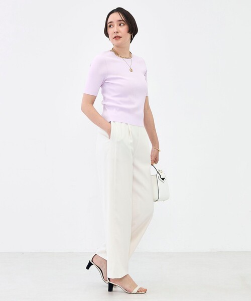 NOLLEY’S Sophi（ノーリーズソフィ）の「《アンサンブル対応》《手洗い可能》マルチファンクション5分袖プルオーバー（ニット/セーター・レディース・ラベンダー/ベージュ/クリーム/ホワイト・38/36）」の9枚目の写真