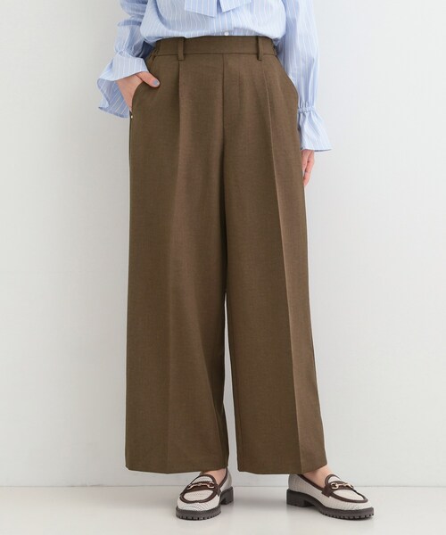 SHOO・LA・RUE（シューラルー）の「【洗濯機可/セットアップ可/SS-LL/UV】脚のラインをきれいに見せる ワイドパンツ（その他パンツ・レディース・ネイビー/ブラウン系その他/ライトベージュ・01/02/03/04/10）」の4枚目の写真