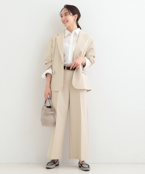 SHOO・LA・RUE（シューラルー）の「【洗濯機可/セットアップ可/SS-LL/UV】脚のラインをきれいに見せる ワイドパンツ（その他パンツ・レディース・ネイビー/ブラウン系その他/ライトベージュ・01/02/03/04/10）」の10枚目の写真