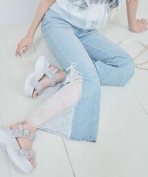 MAJESTIC LEGON | パール×レーススリットデニム(デニムパンツ)