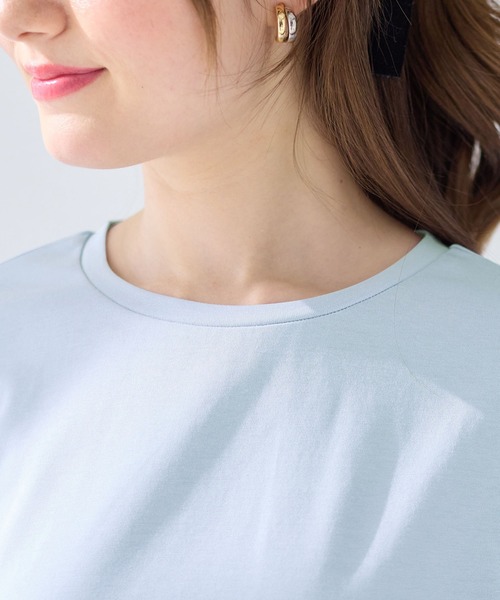 alotta（アロッタ）の「【サラっと快適×体型カバー】袖口シフォンフレアスリーブＴシャツチュニック＜接触冷感＞（Tシャツ/カットソー・レディース・オフホワイト/ブラック/ピンク/ブルー系その他/ネイビー・LL/L/M）」の13枚目の写真
