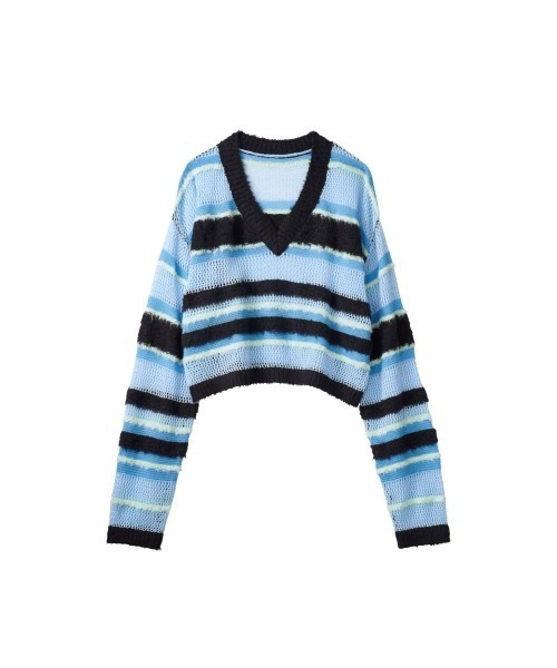 Knuth Marf（クヌースマーフ）の「double-faced border knit（ニット/セーター・レディース・ブラック/ブルー/イエロー・FREE）」の3枚目の写真