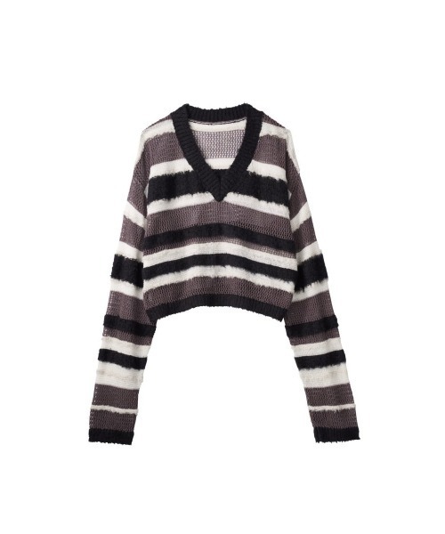 Knuth Marf（クヌースマーフ）の「double-faced border knit（ニット/セーター・レディース・ブラック/ブルー/イエロー・FREE）」の2枚目の写真