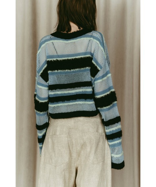 Knuth Marf（クヌースマーフ）の「double-faced border knit（ニット/セーター・レディース・ブラック/ブルー/イエロー・FREE）」の18枚目の写真