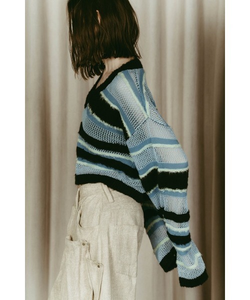 Knuth Marf（クヌースマーフ）の「double-faced border knit（ニット/セーター・レディース・ブラック/ブルー/イエロー・FREE）」の19枚目の写真