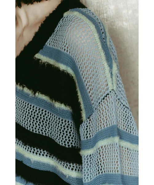 Knuth Marf（クヌースマーフ）の「double-faced border knit（ニット/セーター・レディース・ブラック/ブルー/イエロー・FREE）」の21枚目の写真