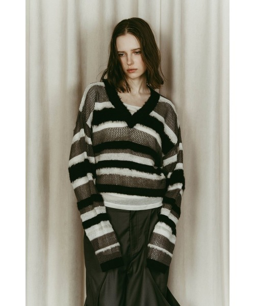 Knuth Marf（クヌースマーフ）の「double-faced border knit（ニット/セーター・レディース・ブラック/ブルー/イエロー・FREE）」の6枚目の写真