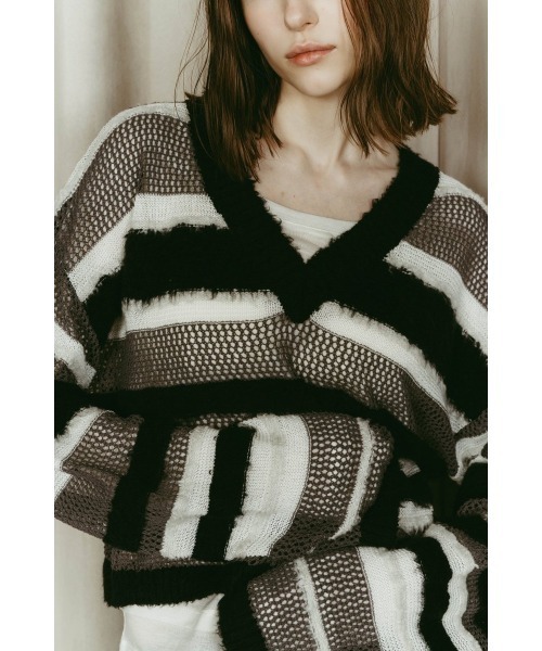 Knuth Marf（クヌースマーフ）の「double-faced border knit（ニット/セーター・レディース・ブラック/ブルー/イエロー・FREE）」の11枚目の写真