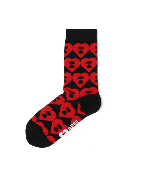 A BATHING APE(アベイシングエイプ)の「BIG HEART MONOGRAM INTARSIA SOCKS(ソックス/靴下・レディース・ブラック/グレー/ホワイト・FREE)」の3枚目の写真