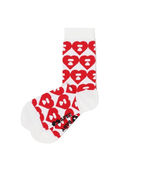 A BATHING APE(アベイシングエイプ)の「BIG HEART MONOGRAM INTARSIA SOCKS(ソックス/靴下・レディース・ブラック/グレー/ホワイト・FREE)」の4枚目の写真