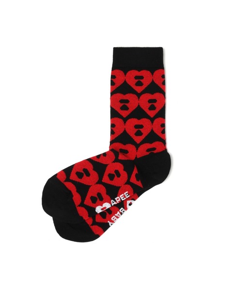 A BATHING APE(アベイシングエイプ)の「BIG HEART MONOGRAM INTARSIA SOCKS(ソックス/靴下・レディース・ブラック/グレー/ホワイト・FREE)」の5枚目の写真