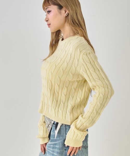 ANAP(アナップ)の「ウォッシュ加工 ケーブル編み ニット(ニット/セーター・レディース・ネイビー/イエロー/アイボリー・F)」の12枚目の写真