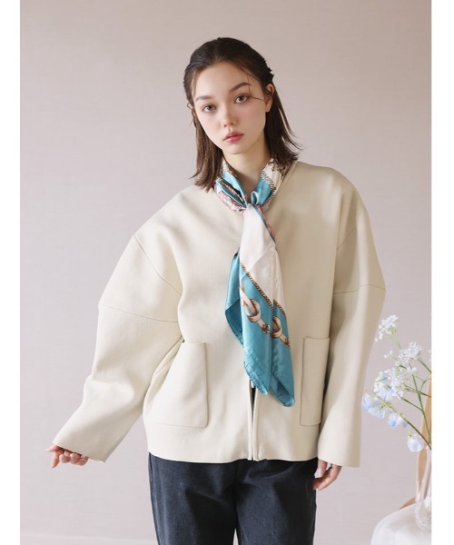 fifth（フィフス）の「ニットジップジャケット（テーラードジャケット・レディース・チャコールグレー/ベージュ・M）」の5枚目の写真