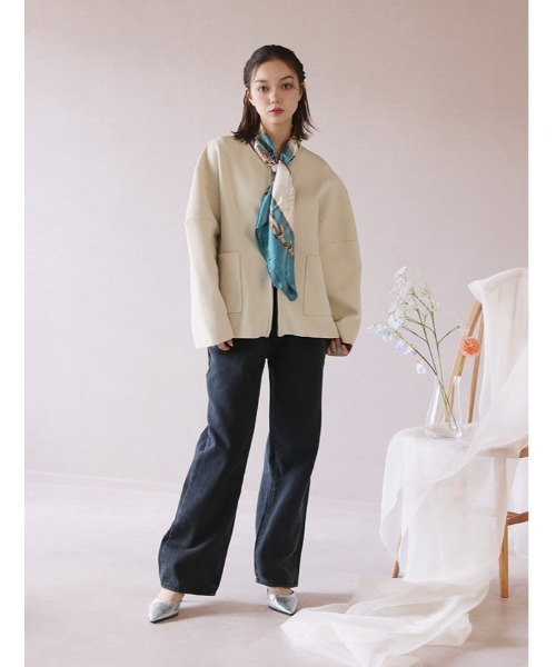 fifth（フィフス）の「ニットジップジャケット（テーラードジャケット・レディース・チャコールグレー/ベージュ・M）」の6枚目の写真