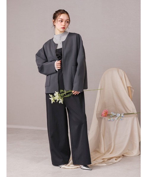 fifth（フィフス）の「ニットジップジャケット（テーラードジャケット・レディース・チャコールグレー/ベージュ・M）」の13枚目の写真