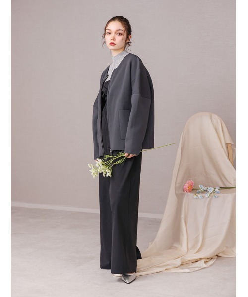 fifth（フィフス）の「ニットジップジャケット（テーラードジャケット・レディース・チャコールグレー/ベージュ・M）」の14枚目の写真