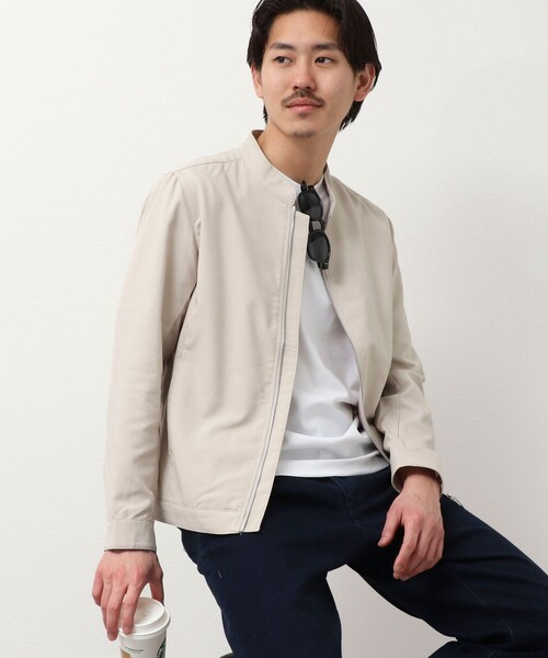 NOLLEY'S LIGHT(ノーリーズライト)の「シックアンドシン ナチュラルストレッチ シングルライダース(ライダースジャケット・メンズ・ネイビー/グレイッシュブルー/グレイッシュベージュ・L/M)」の2枚目の写真