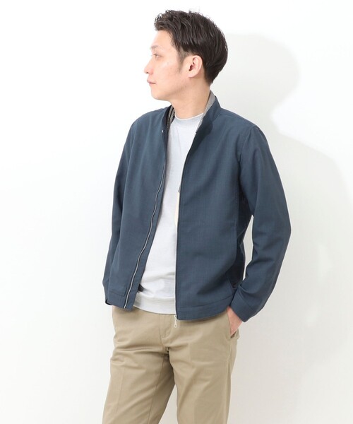 NOLLEY'S LIGHT(ノーリーズライト)の「シックアンドシン ナチュラルストレッチ シングルライダース(ライダースジャケット・メンズ・ネイビー/グレイッシュブルー/グレイッシュベージュ・L/M)」の4枚目の写真