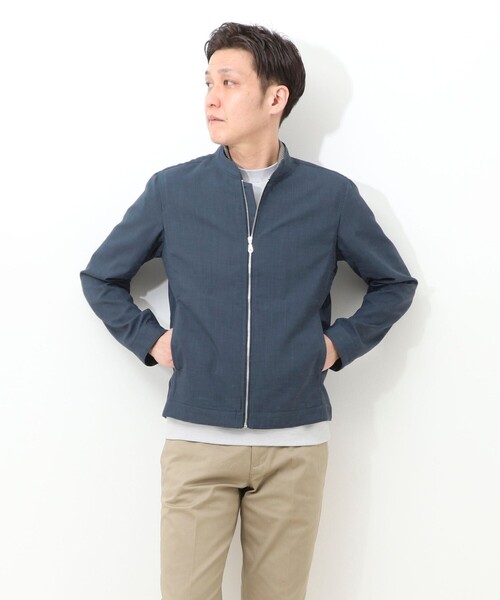 NOLLEY'S LIGHT(ノーリーズライト)の「シックアンドシン ナチュラルストレッチ シングルライダース(ライダースジャケット・メンズ・ネイビー/グレイッシュブルー/グレイッシュベージュ・L/M)」の6枚目の写真