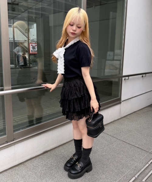 continuer de NICE CLAUP（コンティニューデナイスクラップ）の「レースボウタイニット（ニット/セーター・レディース・オフホワイト/その他12/グレー/ネイビー・FREE）」の16枚目の写真