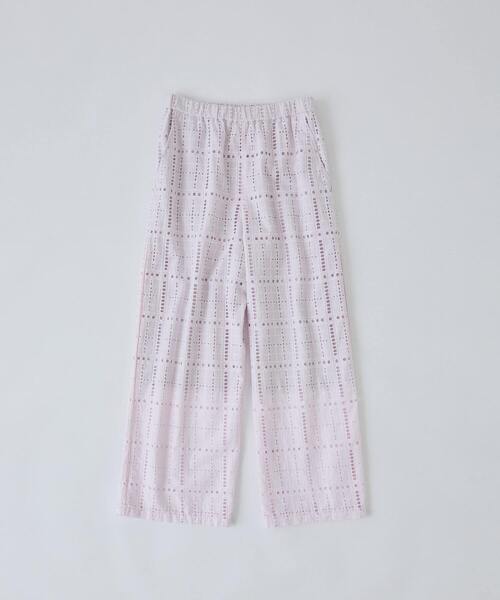 conges payes ADIEU TRISTESSE（コンジェ ペイエ アデュートリステス）の「チェックエンブロイダリーパンツ（その他パンツ・レディース・ブラック/ピンク・38）」の2枚目の写真