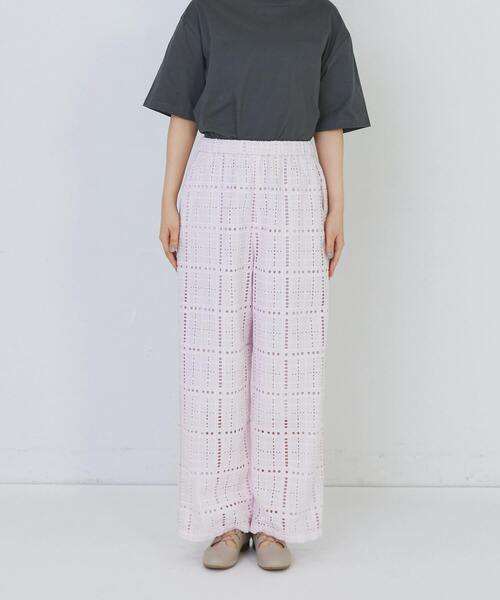 conges payes ADIEU TRISTESSE（コンジェ ペイエ アデュートリステス）の「チェックエンブロイダリーパンツ（その他パンツ・レディース・ブラック/ピンク・38）」の12枚目の写真