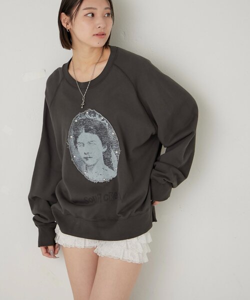 Sourcream（サワークリーム）の「【Sourcream】リメイクスタッズスウェット（スウェット・メンズ・チャコールグレー/ライトグレー/ピンク・FREE）」の9枚目の写真