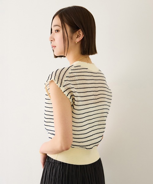 ROPE'（ロペ）の「ピンタックシアーノースリーブサマーニット/イージーケア（ニット/セーター・レディース・ホワイト系その他/クリーム・FREE）」の3枚目の写真