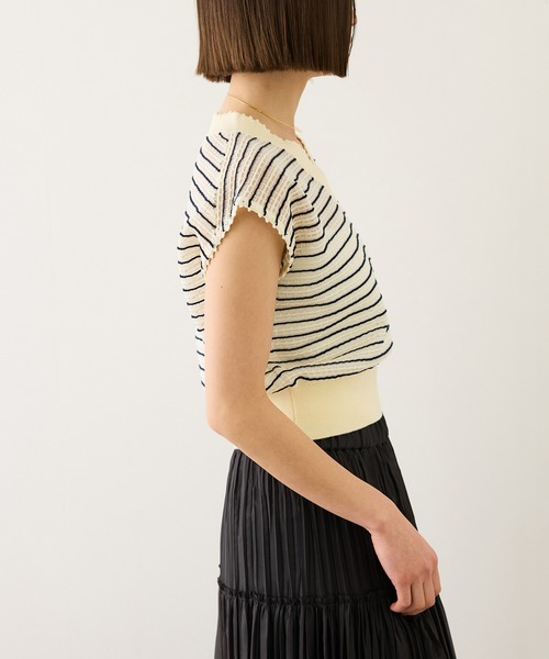 ROPE'（ロペ）の「ピンタックシアーノースリーブサマーニット/イージーケア（ニット/セーター・レディース・ホワイト系その他/クリーム・FREE）」の5枚目の写真