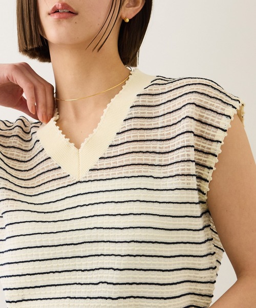 ROPE'（ロペ）の「ピンタックシアーノースリーブサマーニット/イージーケア（ニット/セーター・レディース・ホワイト系その他/クリーム・FREE）」の8枚目の写真