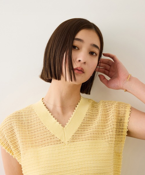 ROPE'（ロペ）の「ピンタックシアーノースリーブサマーニット/イージーケア（ニット/セーター・レディース・ホワイト系その他/クリーム・FREE）」の9枚目の写真