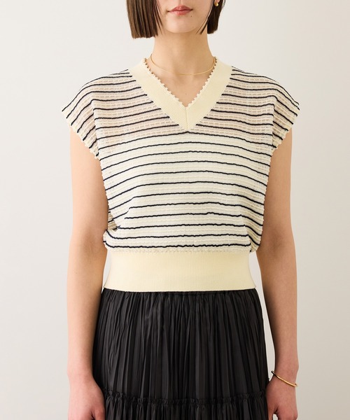 ROPE'（ロペ）の「ピンタックシアーノースリーブサマーニット/イージーケア（ニット/セーター・レディース・ホワイト系その他/クリーム・FREE）」の14枚目の写真