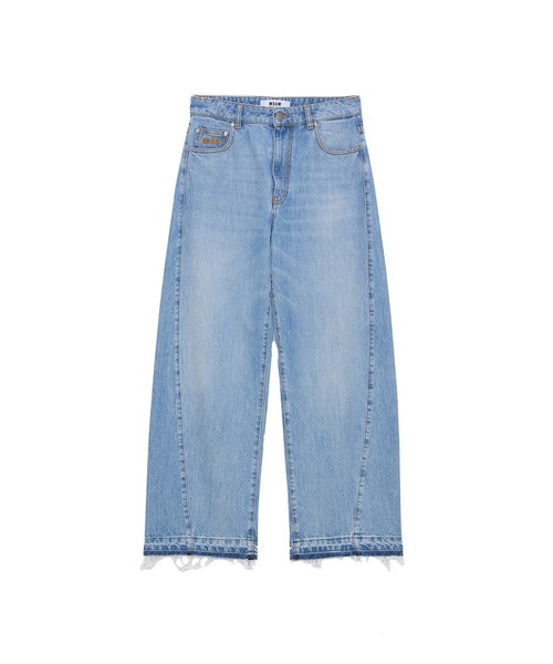 MSGM(エムエスジーエム)の「ライトストーンウォッシュ バレルレッグデニムパンツ(デニムパンツ・レディース・ブルー・38/40)」の1枚目の写真