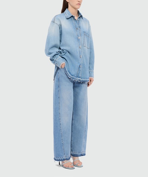 MSGM(エムエスジーエム)の「ライトストーンウォッシュ バレルレッグデニムパンツ(デニムパンツ・レディース・ブルー・38/40)」の3枚目の写真