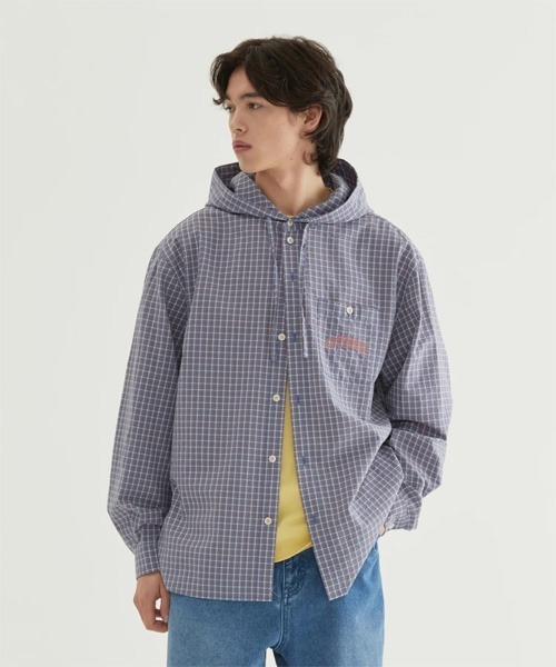 COVERNAT（カバーナット）の「ARCH LOGO HOODED CHECK SHIRT（シャツ/ブラウス・メンズ・ブルー/ベージュ・X-LARGE/LARGE/MEDIUM/SMALL）」の2枚目の写真